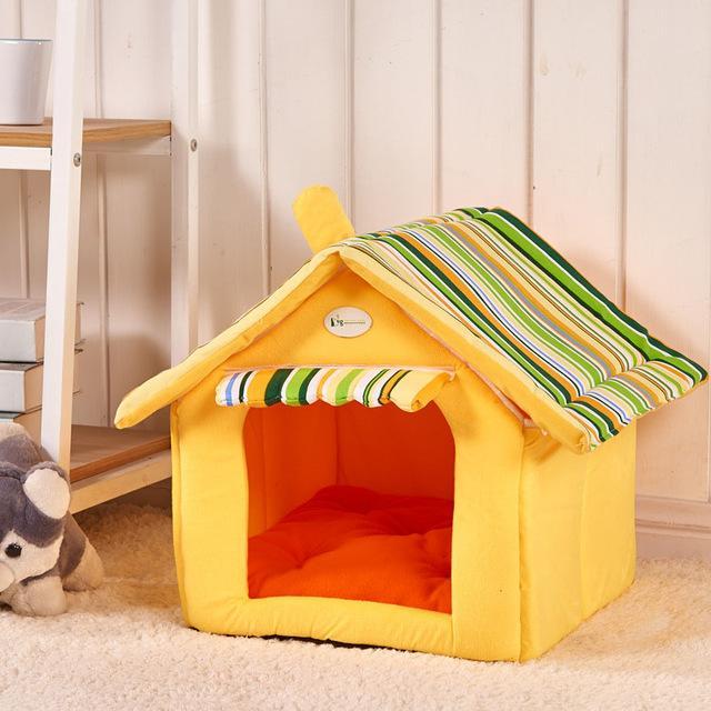 Striped Foldable Pet Den