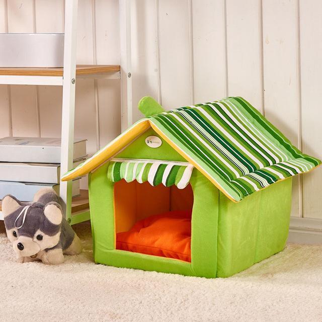 Striped Foldable Pet Den