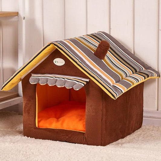 Striped Foldable Pet Den