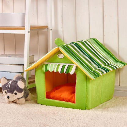 Striped Foldable Pet Den